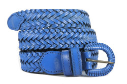 Ceinture en cuir tressé bleu marine