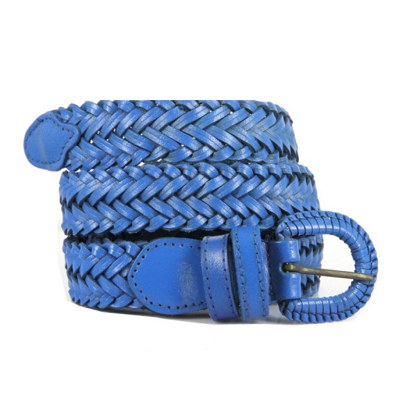 Ceinture en cuir Bleu Ceinture en cuir tressé bleu marine