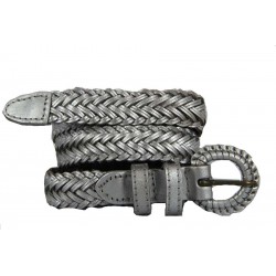 ceinture en cuir tressée jaune
