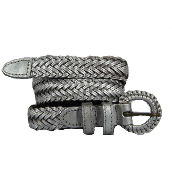 Ceinture en cuir grise ceinture en cuir tressée jaune