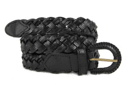 Ceinture en cuir tressé noir