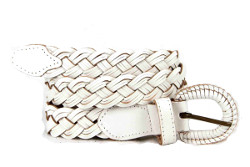 ceinture en cuir tressé blanc