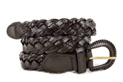 ceinture en cuir tressé marron foncé