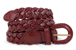 Ceinture de cuir tressé bordeau