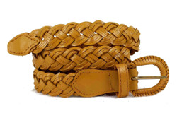 Ceinture tressée en cuir couleur camel