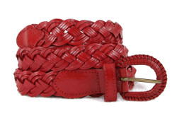 Ceinture en cuir tressée rouge