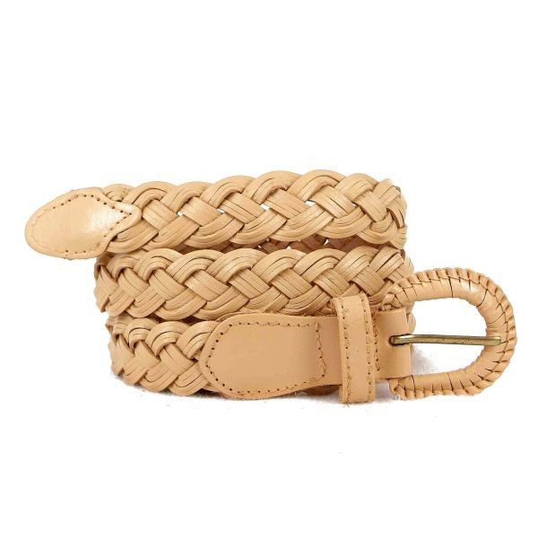 ceinture en cuir tressé beige