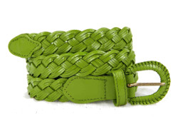 Ceinture tressé en cuir vert