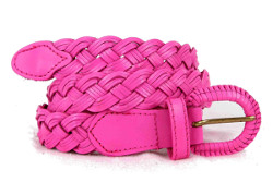 ceinture en cuir tressé rose