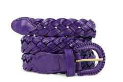 ceinture en cuir tressé violette