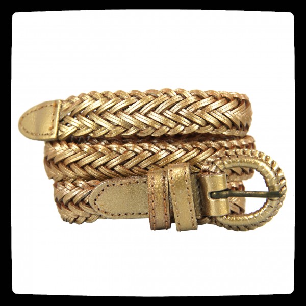 Ceinture or dorée femme en cuir